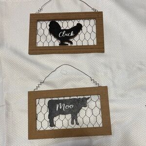 Set of 2 Rustic Farmhouse Wall Decor Set - Brown and Black